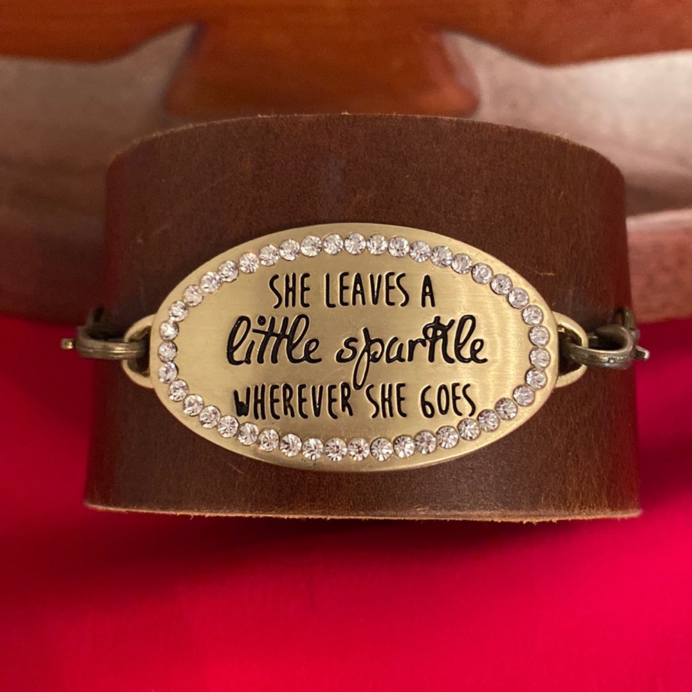 COPY - Leather cuff rhinestone bracelet